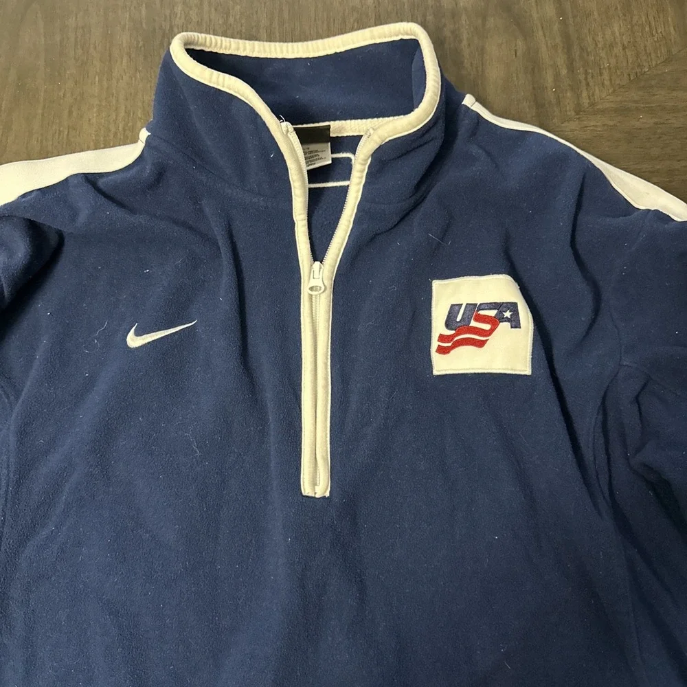 Vintage 1990s Nike USA Hockey University Fleece Pullover Half Zip Men's Large